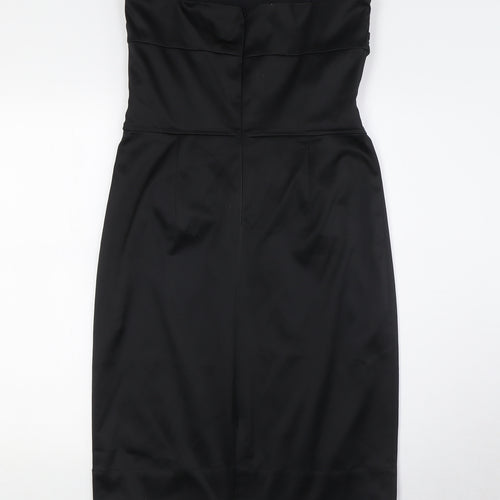 Topshop Womens Black Polyester A-Line Size 12 Off the Shoulder Zip