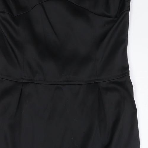 Topshop Womens Black Polyester A-Line Size 12 Off the Shoulder Zip