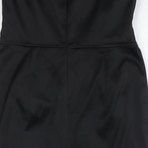 Topshop Womens Black Polyester A-Line Size 12 Off the Shoulder Zip