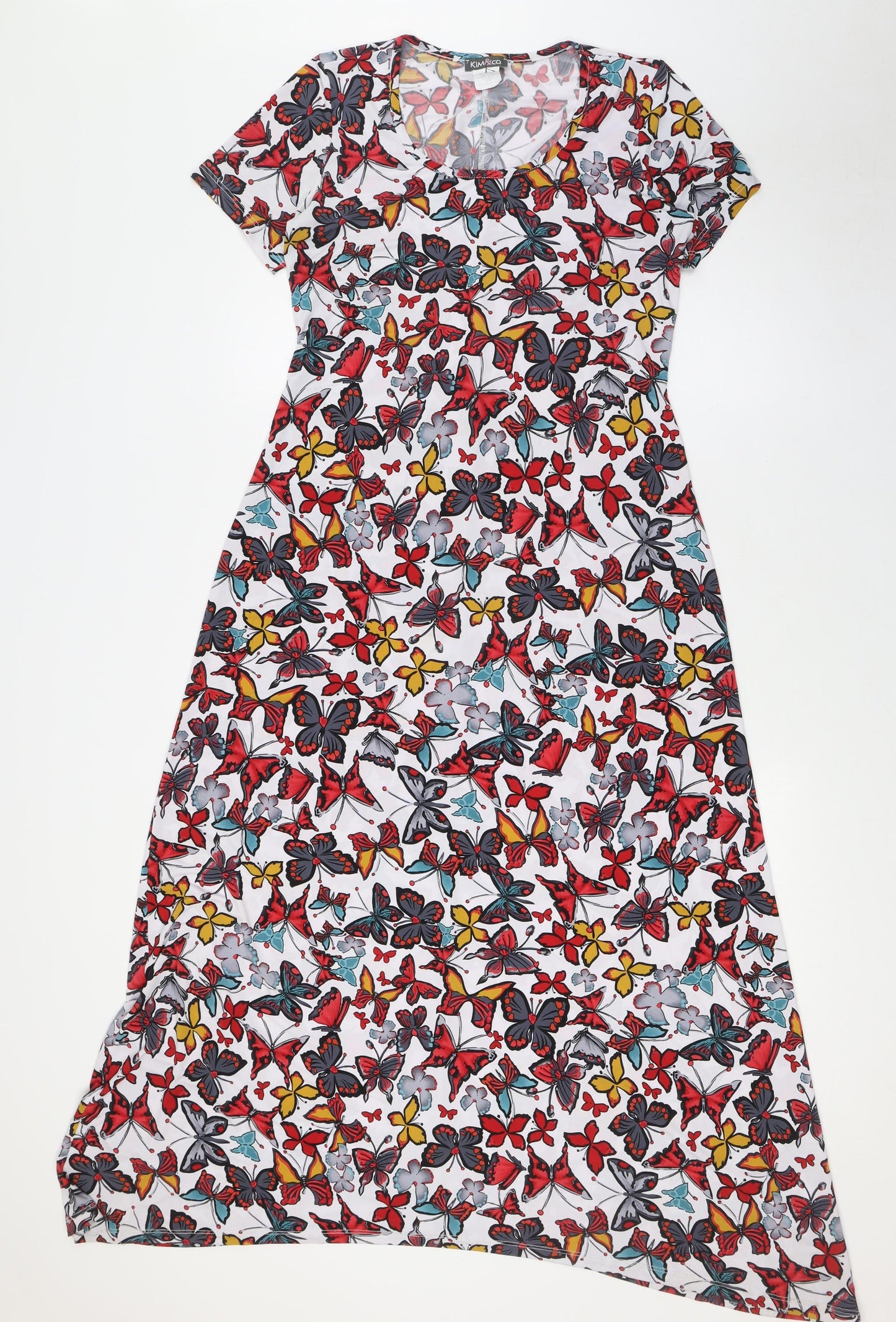Kim&Co. Womens Multicoloured Polyester A-Line Size XS Round Neck - Butterflies