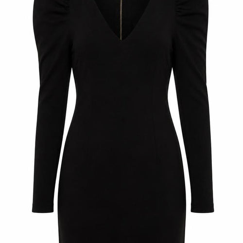 French Connection Womens Black Viscose Pencil Dress Size 6 V-Neck Zip