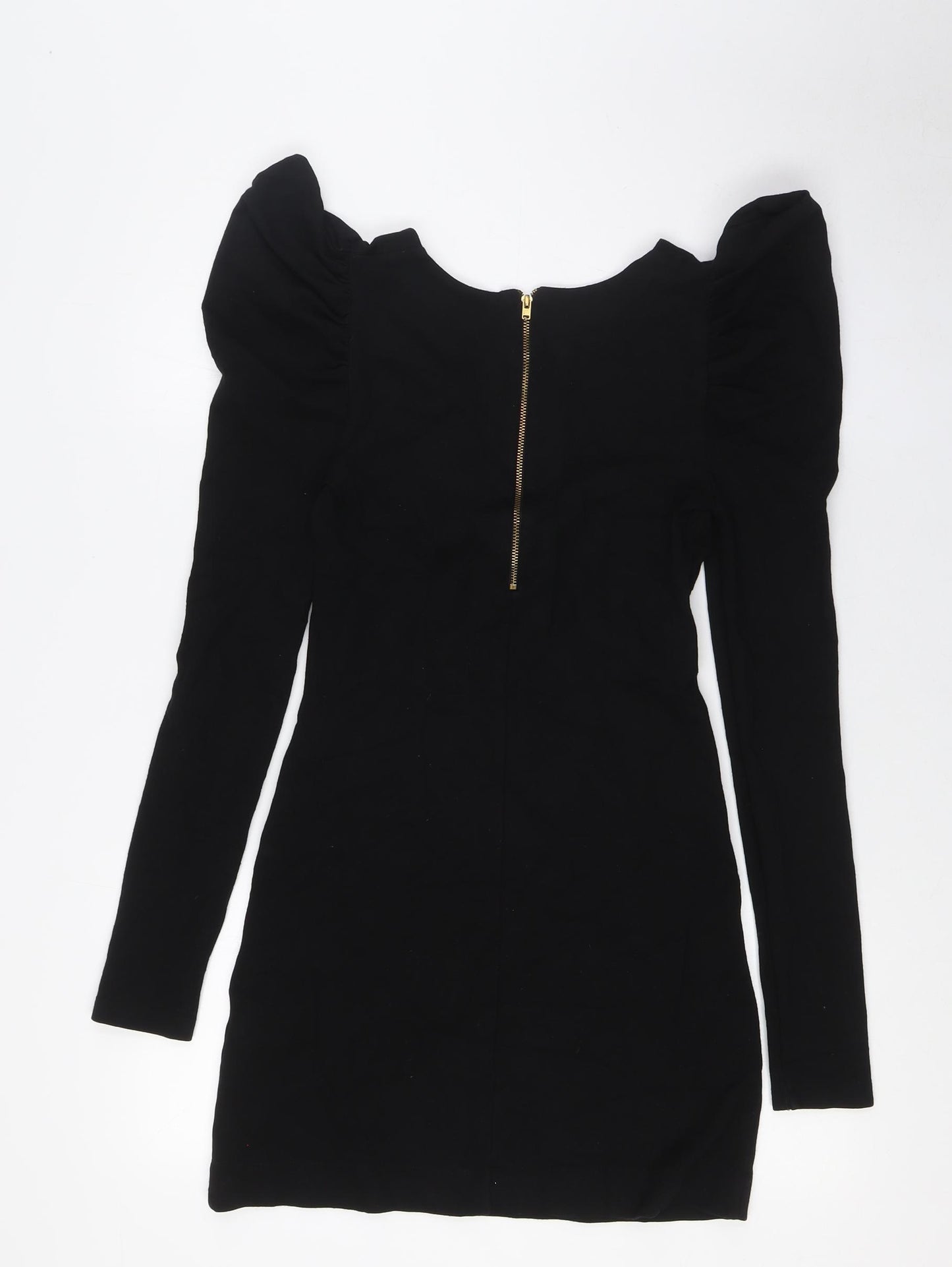 French Connection Womens Black Viscose Pencil Dress Size 6 V-Neck Zip