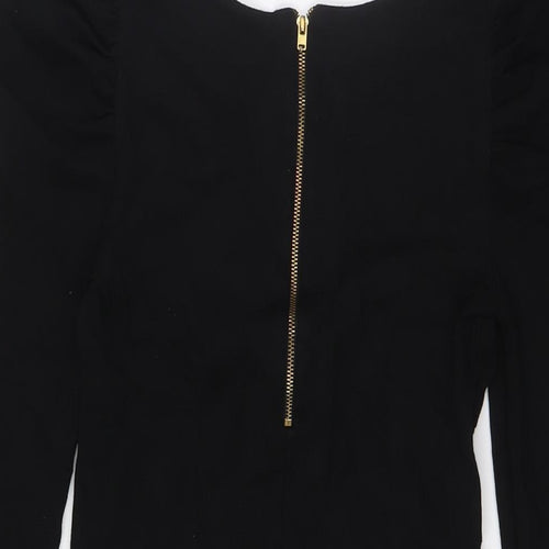 French Connection Womens Black Viscose Pencil Dress Size 6 V-Neck Zip