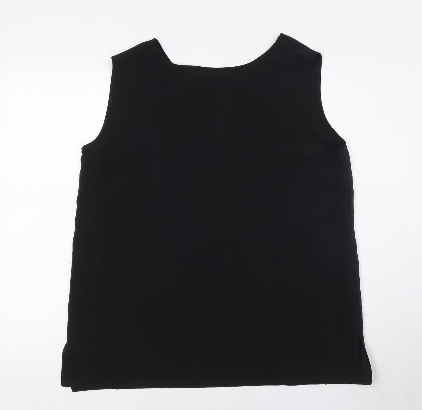 Saab Womens Black Polyester Camisole Button-Up Size L Roll Neck - Embellished Neck