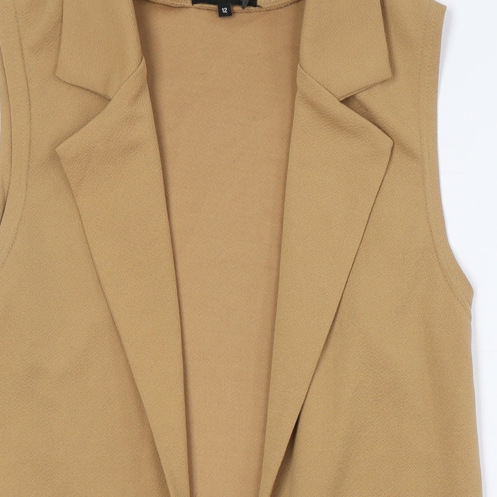 New Look Womens Brown Gilet Waistcoat Size 12 - Collared