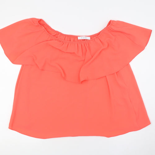 Evans Womens Pink Polyester Basic Button-Up Size 14 Off the Shoulder