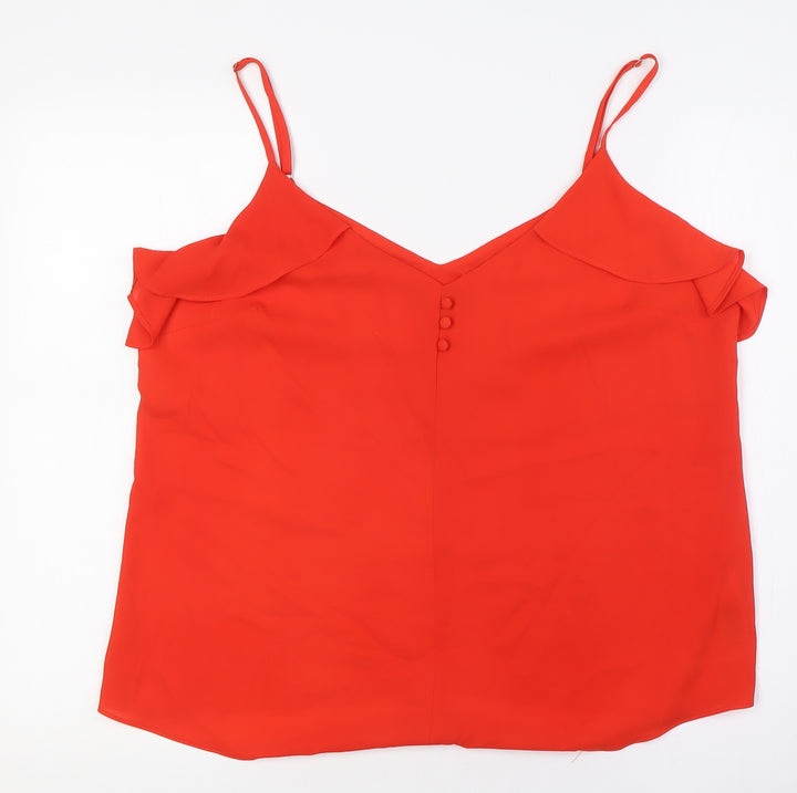 Dorothy Perkins Womens Orange Polyester Camisole Button-Up Size 16 V-Neck - Ruffles