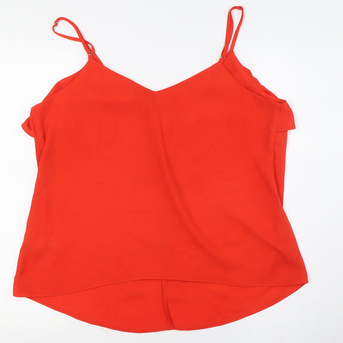 Dorothy Perkins Womens Orange Polyester Camisole Button-Up Size 16 V-Neck - Ruffles