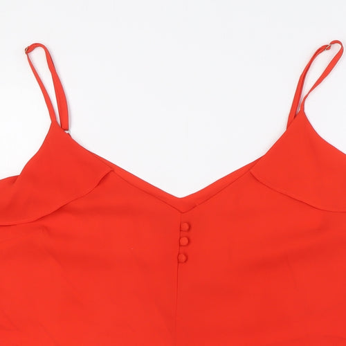 Dorothy Perkins Womens Orange Polyester Camisole Button-Up Size 16 V-Neck - Ruffles