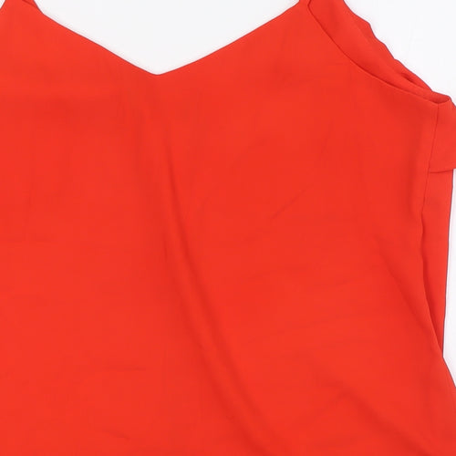 Dorothy Perkins Womens Orange Polyester Camisole Button-Up Size 16 V-Neck - Ruffles