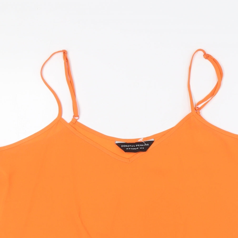 Dorothy Perkins Womens Orange Polyester Camisole Button-Up Size 14 V-Neck
