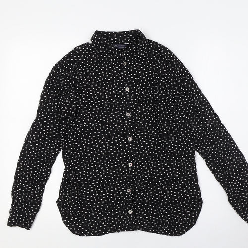 Marks and Spencer Womens Black Viscose Basic Button-Up Size 8 Collared - Pockets