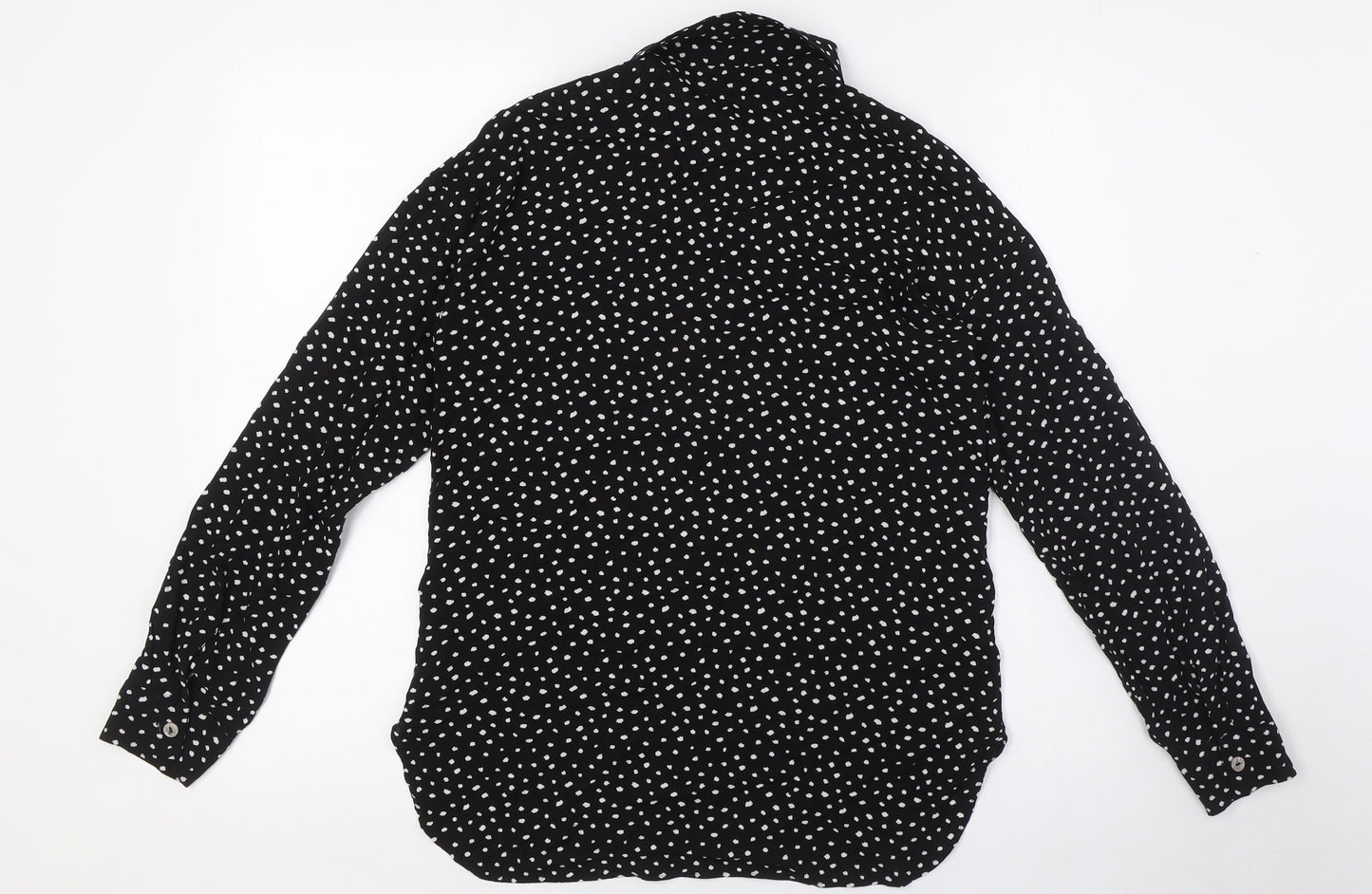 Marks and Spencer Womens Black Viscose Basic Button-Up Size 8 Collared - Pockets