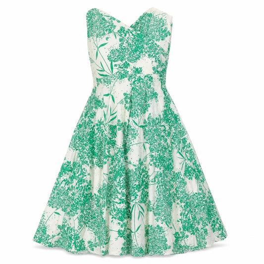 Front view of ASOS women’s ivory floral cotton a-line, size UK 8, off the shoulder zip - bodice top