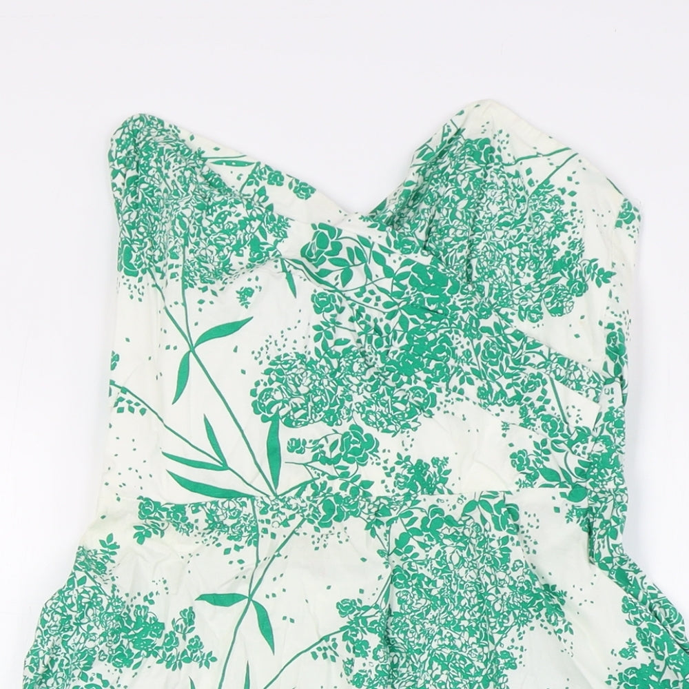 ASOS Womens Ivory Floral Cotton A-Line Size 8 Off the Shoulder Zip - Bodice Top