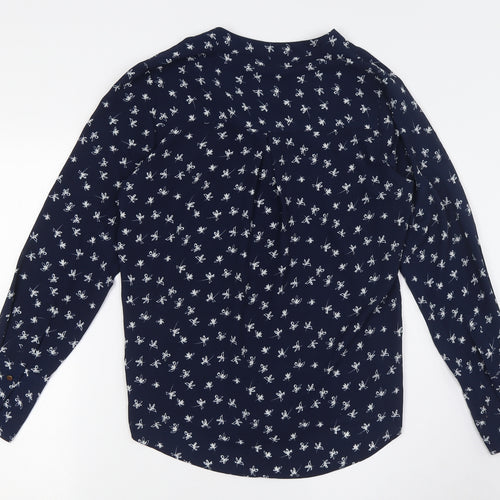 Marks and Spencer Womens Blue Polyester Basic Button-Up Size 10 V-Neck