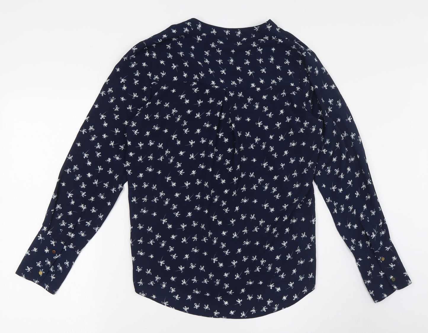 Marks and Spencer Womens Blue Polyester Basic Button-Up Size 10 V-Neck