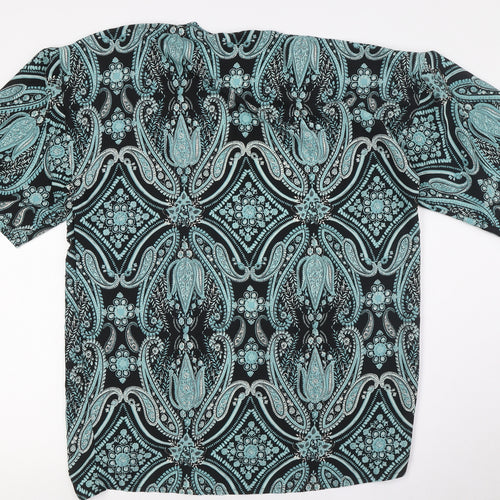 BHS Womens Green Polyester Basic Button-Up Size S V-Neck
