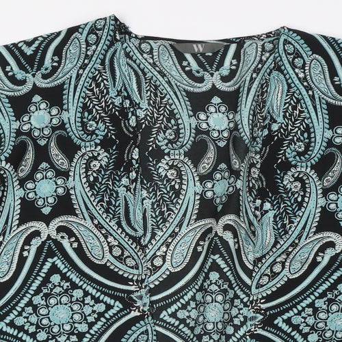 BHS Womens Green Polyester Basic Button-Up Size S V-Neck