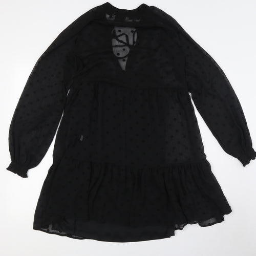 Stradivarius Womens Black Polyester A-Line Size S Mock Neck Tie - Two Layers