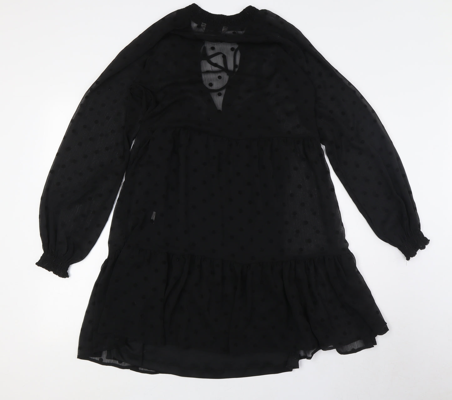 Stradivarius Womens Black Polyester A-Line Size S Mock Neck Tie - Two Layers