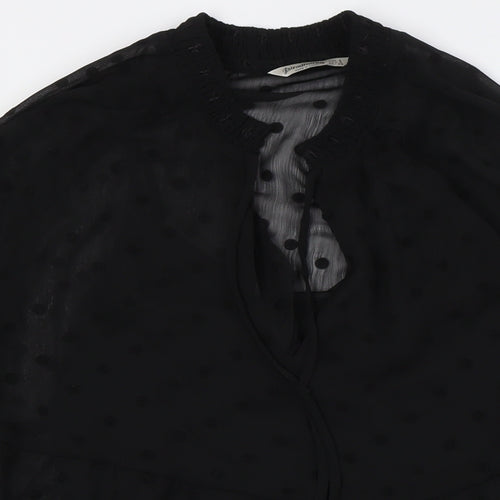 Stradivarius Womens Black Polyester A-Line Size S Mock Neck Tie - Two Layers