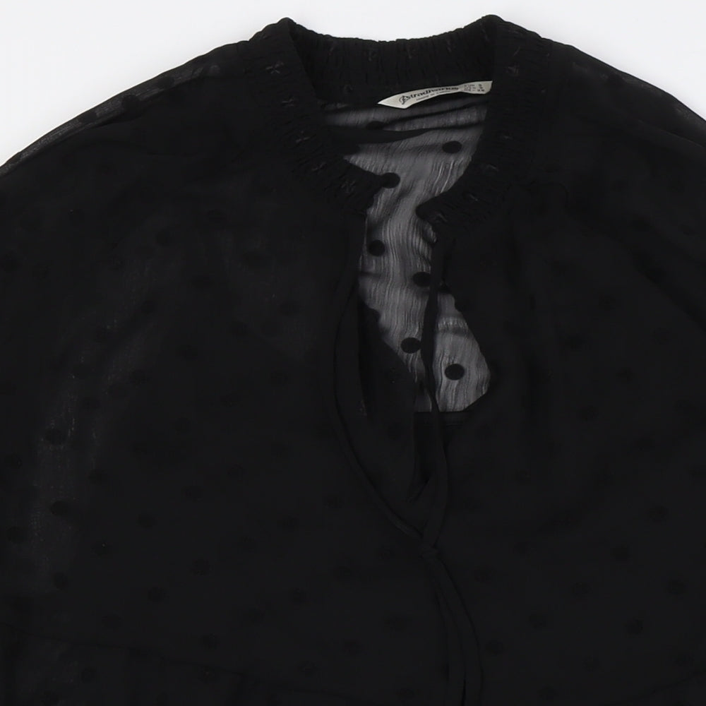 Stradivarius Womens Black Polyester A-Line Size S Mock Neck Tie - Two Layers
