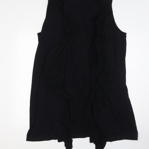 Per Una Womens Black Jacket Waistcoat Size 18 - Ruffle Collar