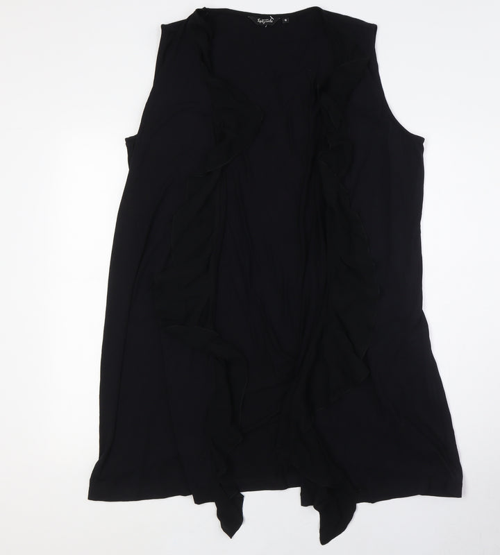 Per Una Womens Black Jacket Waistcoat Size 18 - Ruffle Collar