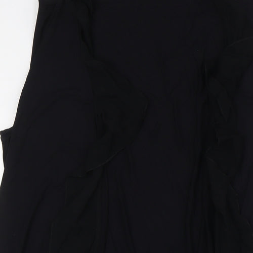 Per Una Womens Black Jacket Waistcoat Size 18 - Ruffle Collar