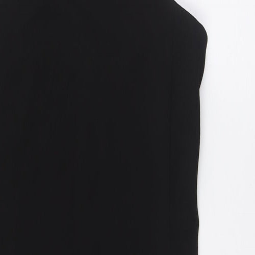 Zara Womens Black Polyester A-Line Size M V-Neck Zip