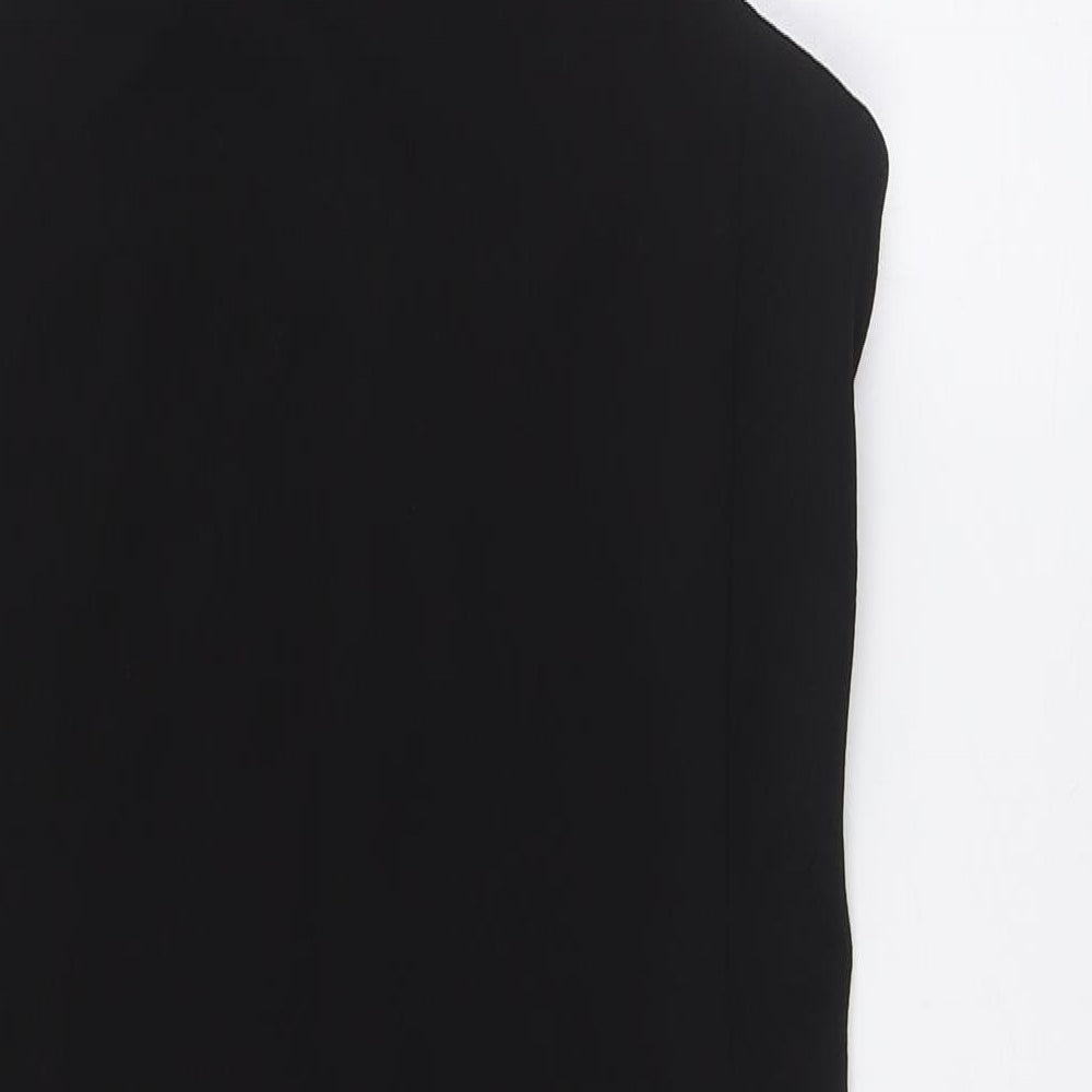 Zara Womens Black Polyester A-Line Size M V-Neck Zip