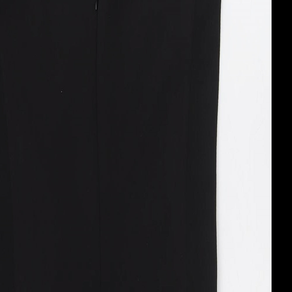 Zara Womens Black Polyester A-Line Size M V-Neck Zip