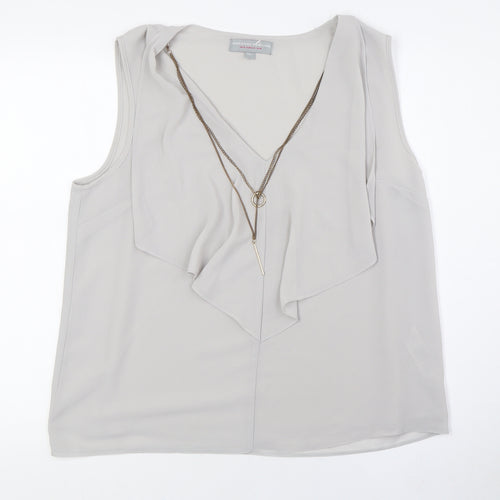 Dorothy Perkins Womens Grey Polyester Camisole Button-Up Size 16 V-Neck - Attached Necklace