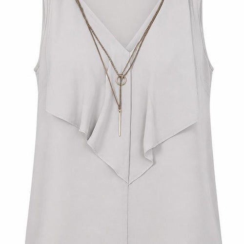 Dorothy Perkins Womens Grey Polyester Camisole Button-Up Size 16 V-Neck - Attached Necklace