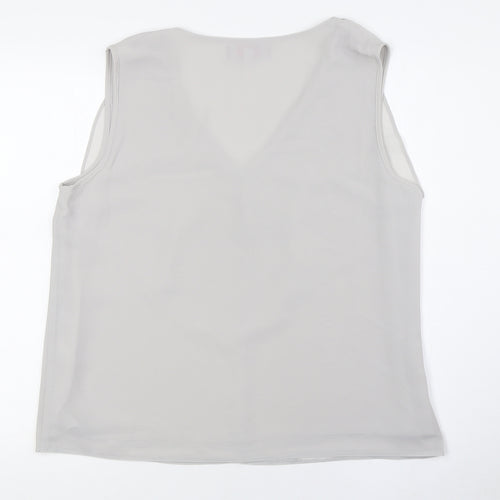 Dorothy Perkins Womens Grey Polyester Camisole Button-Up Size 16 V-Neck - Attached Necklace