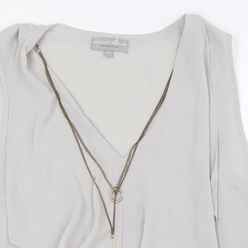 Dorothy Perkins Womens Grey Polyester Camisole Button-Up Size 16 V-Neck - Attached Necklace
