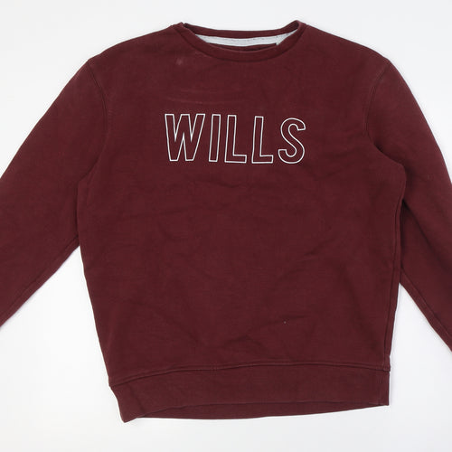 Jack Wills Mens Red Cotton Pullover Sweatshirt Size M