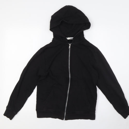 H&M Boys Black Cotton Full Zip Hoodie Size 10 Years Zip - Ages 10-12
