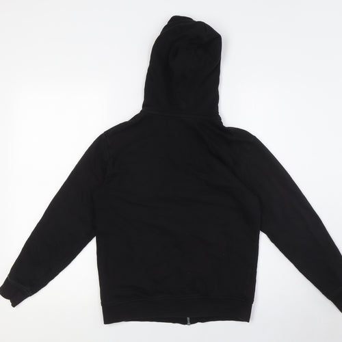 H&M Boys Black Cotton Full Zip Hoodie Size 10 Years Zip - Ages 10-12