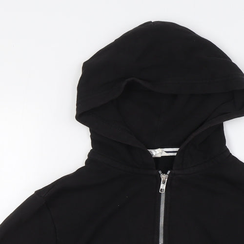 H&M Boys Black Cotton Full Zip Hoodie Size 10 Years Zip - Ages 10-12