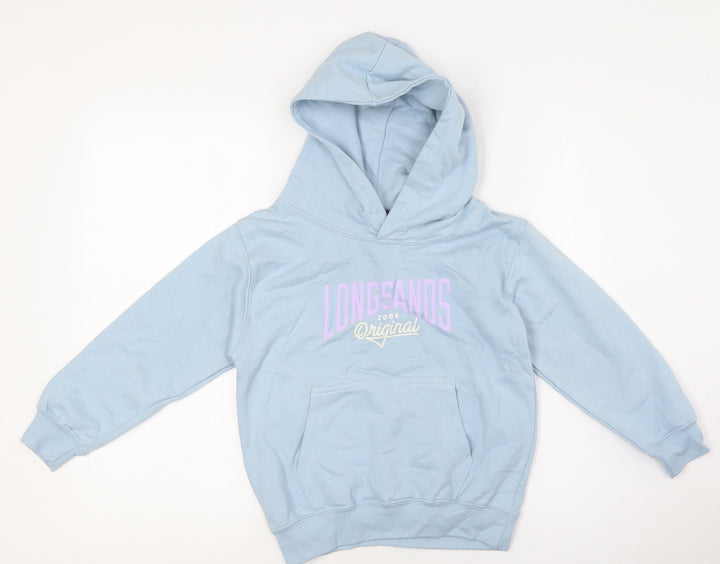 Longsands Girls Blue Cotton Pullover Hoodie Size S