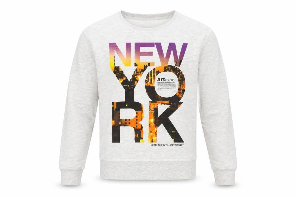 Front view of Burton men’s grey cotton pullover sweatshirt, size S, - new york