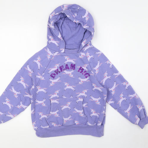 NEXT Girls Purple Cotton Pullover Hoodie Size 10 Years - Unicorn, Sequins