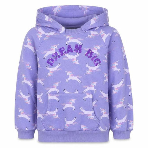 NEXT Girls Purple Cotton Pullover Hoodie Size 10 Years - Unicorn, Sequins