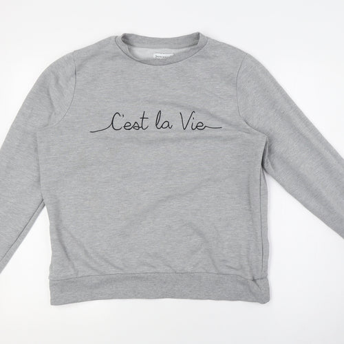 Warehouse Womens Grey Cotton Pullover Sweatshirt Size M - C'est La Vie