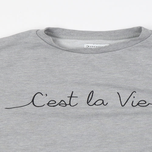 Warehouse Womens Grey Cotton Pullover Sweatshirt Size M - C'est La Vie