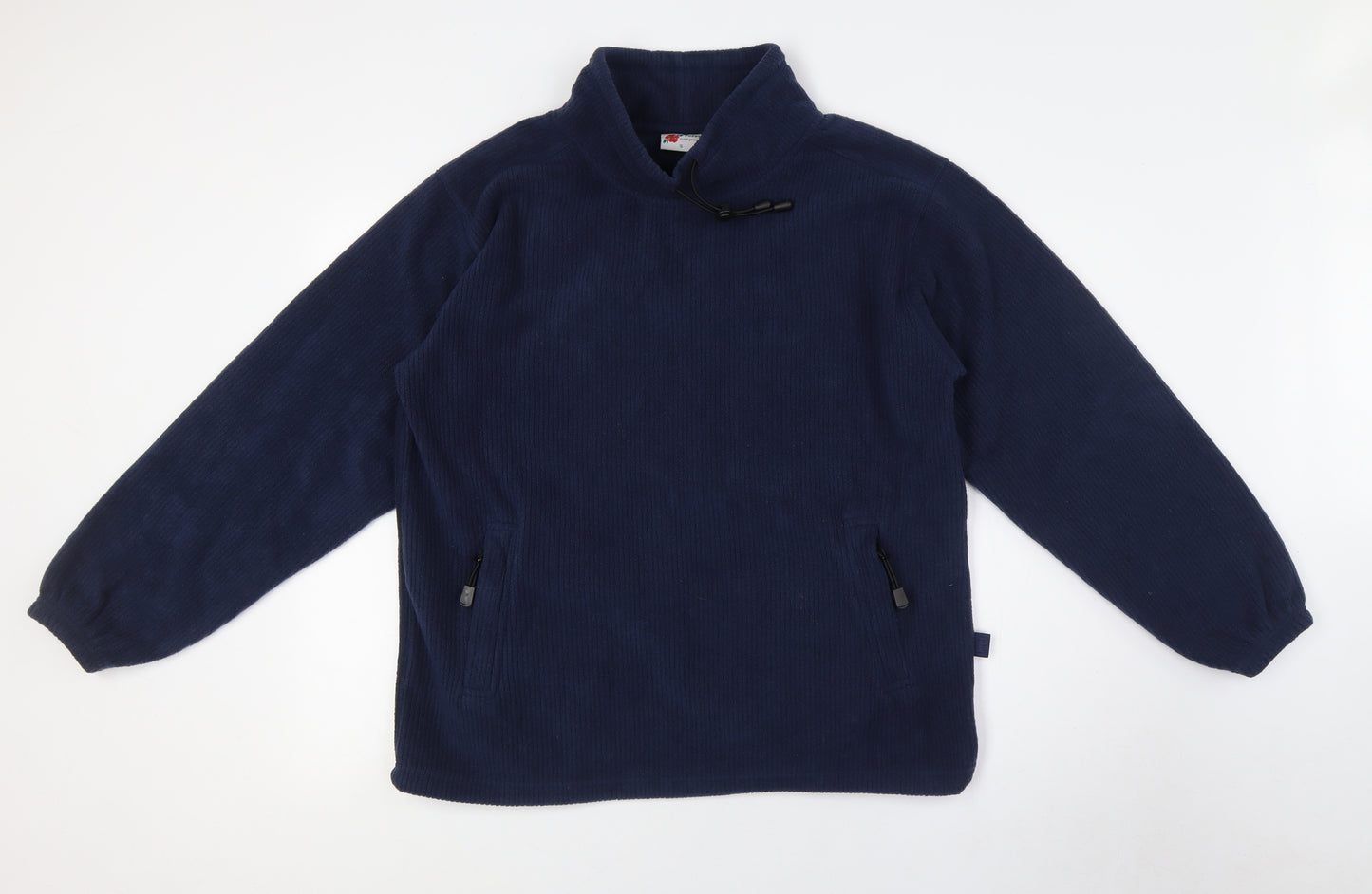 Poppy Womens Blue Polyester Pullover Sweatshirt Size S - Ribbed, Pull Cord Neck