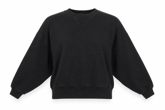 Front view of ASOS women’s black cotton blend pullover sweatshirt, size UK 12