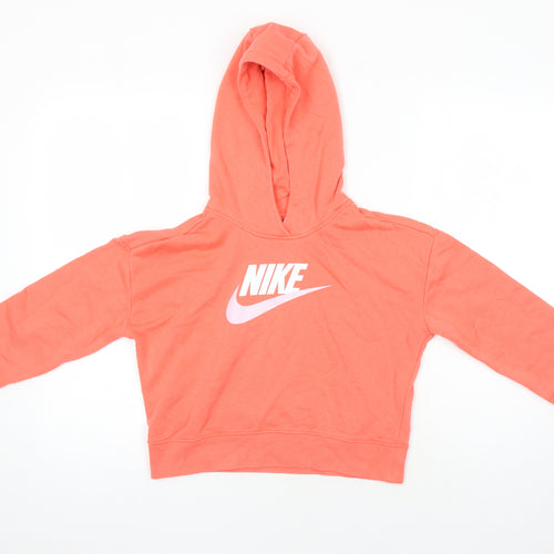 Nike Girls Orange Polyester Pullover Hoodie Size XL